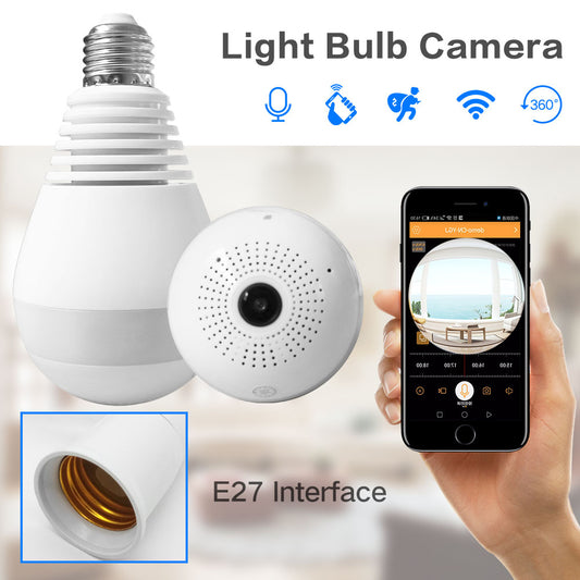 IP WIRELESS PANORAMIC BULB CAMERA 1080P HD 2MP WITH V380 PRO APP -